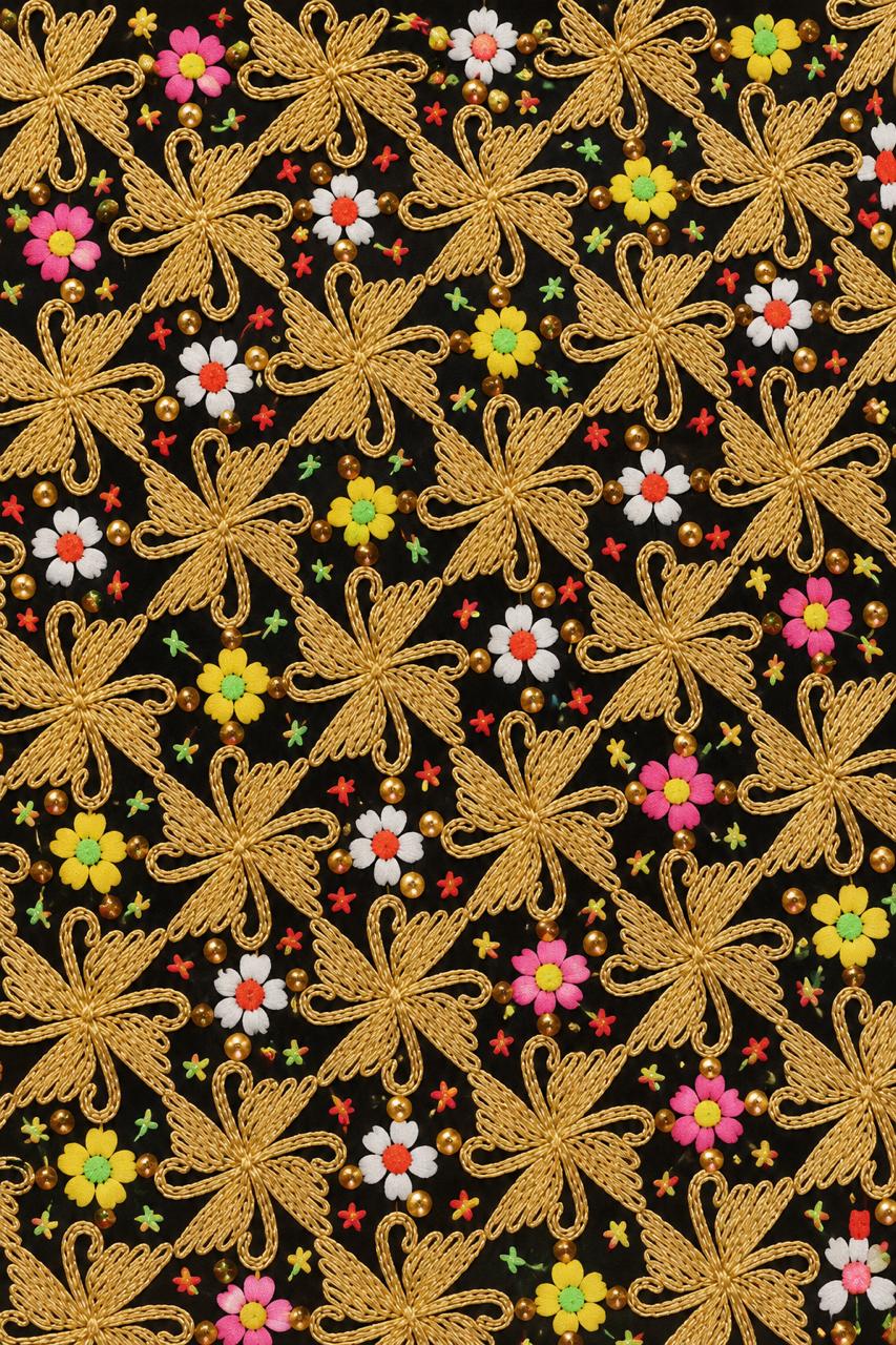 Foto Asli Detail Motif Sulur-Sulur Sulam Angkinan